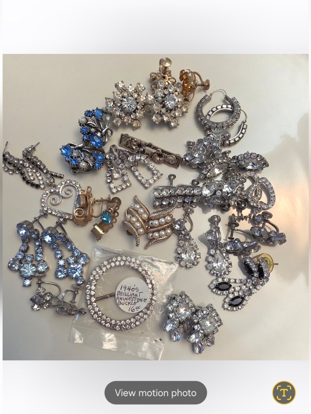 2 Trays Huge Bling Vintage To Antique Earring Necklace Brooch Lot Bundle - Picture 9 of 15